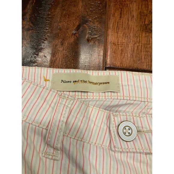 Pilcro and the Letterpress White, Pink, & Blue Striped Skinny Jeans, Size 27 - Picture 3 of 8